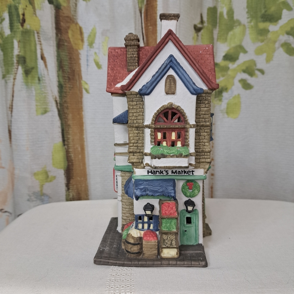 Colorful Ceramic Market Building Figurine